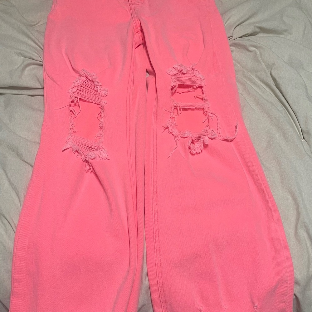 Pink Distressed Women Jeans